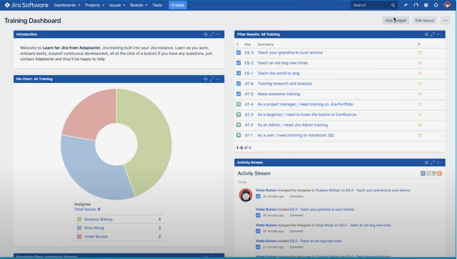 Learn for Jira - Training Dashboard
